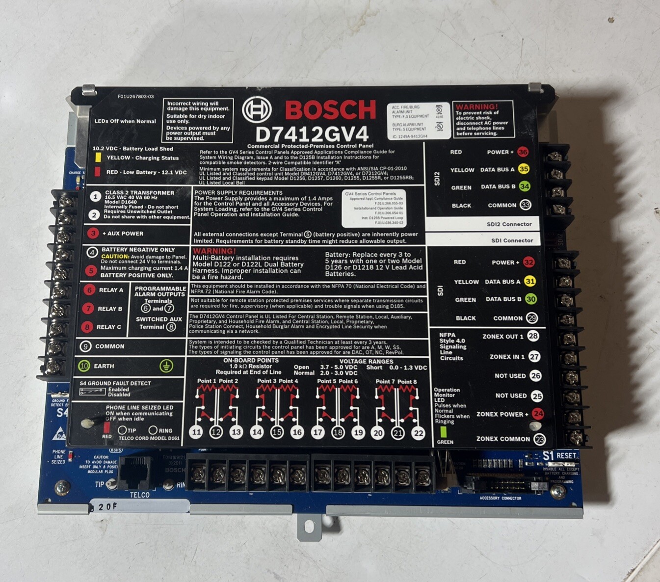 BOSCH D7412GV4 Control Panel Communicator Addressable Fire Security Alarm
