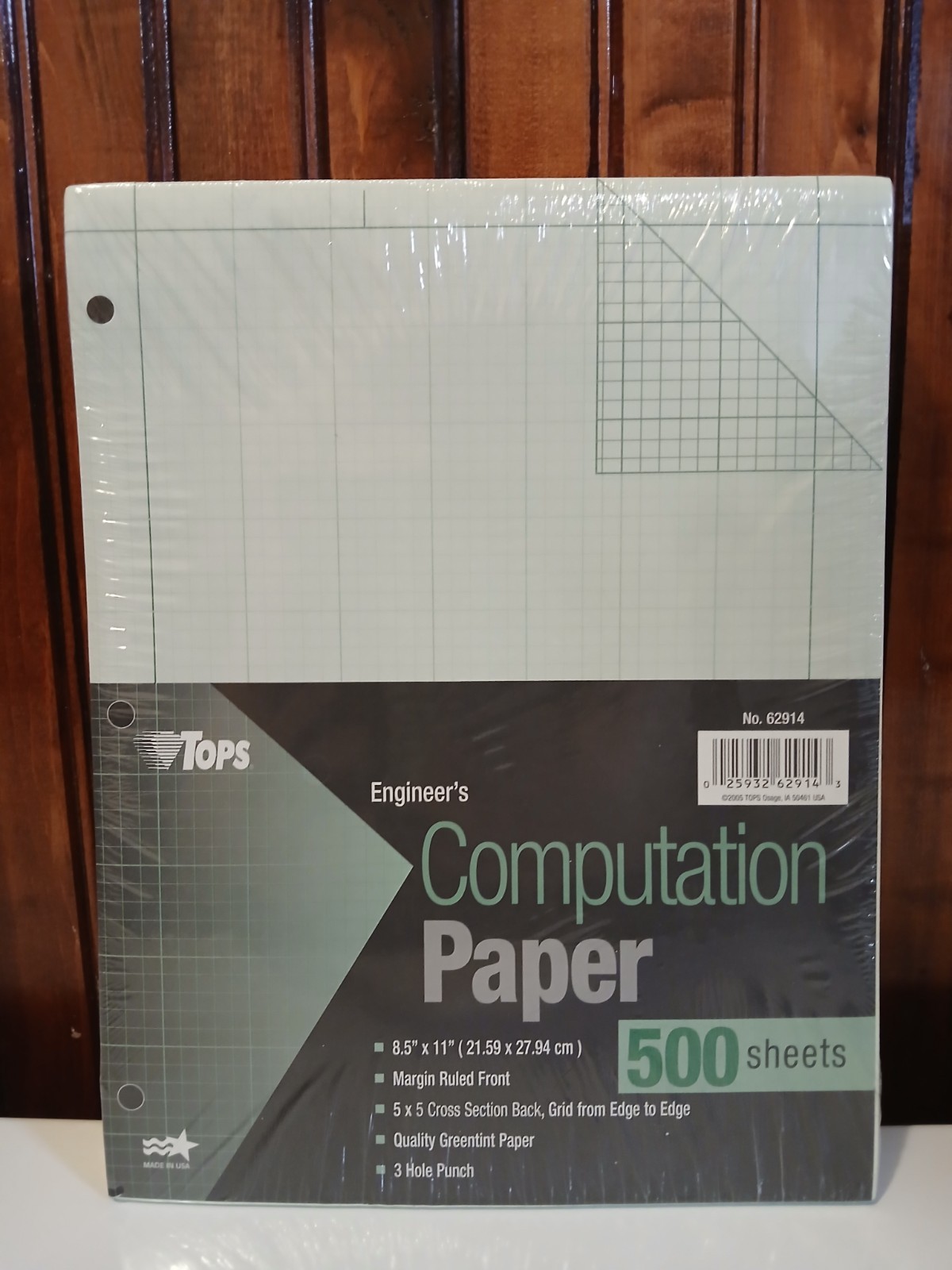 500 SHEETS!! New TOPS Engineering Computation Graph Paper 8 1/2 x 11 Green
