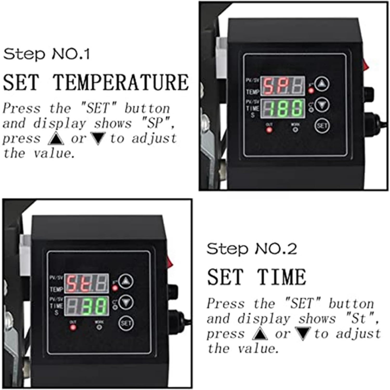 Heat Press Digital Dual Display Control Box-Temperature For Heat Press Machine