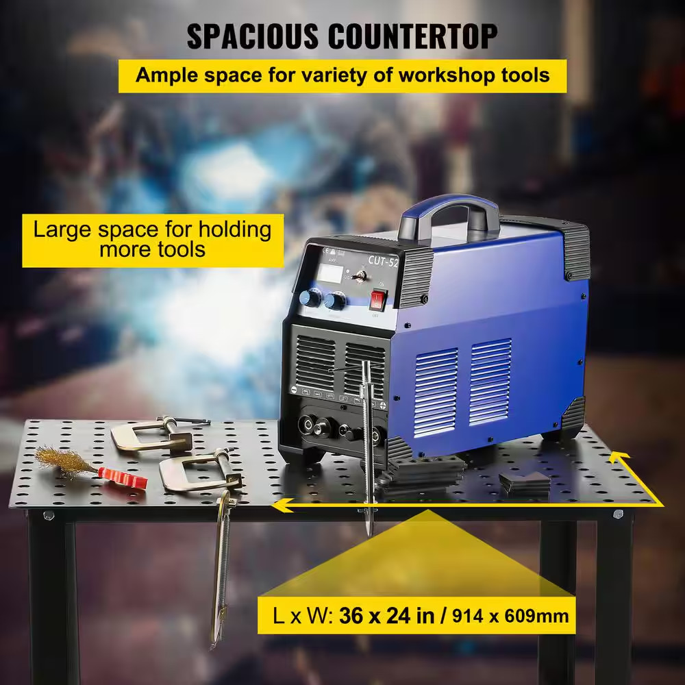 Welding Table 36 In. X 24 In., Work Bench with 0.63 In. Fixture Holes, 800LBS. C