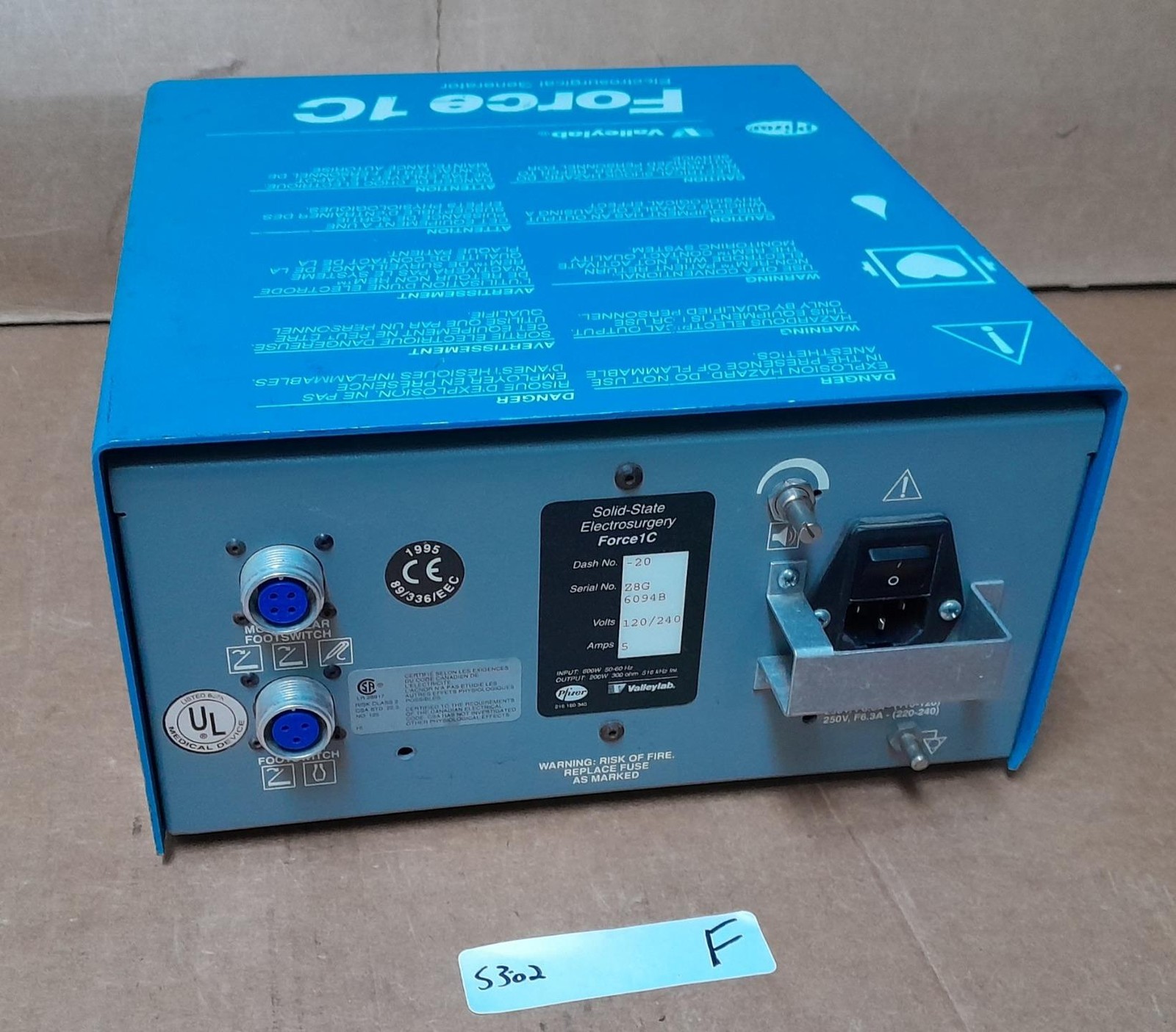 VALLEYLAB FORCE 1C SOLID STATE GENERATOR UNIT 216 150 340 ! S302 F