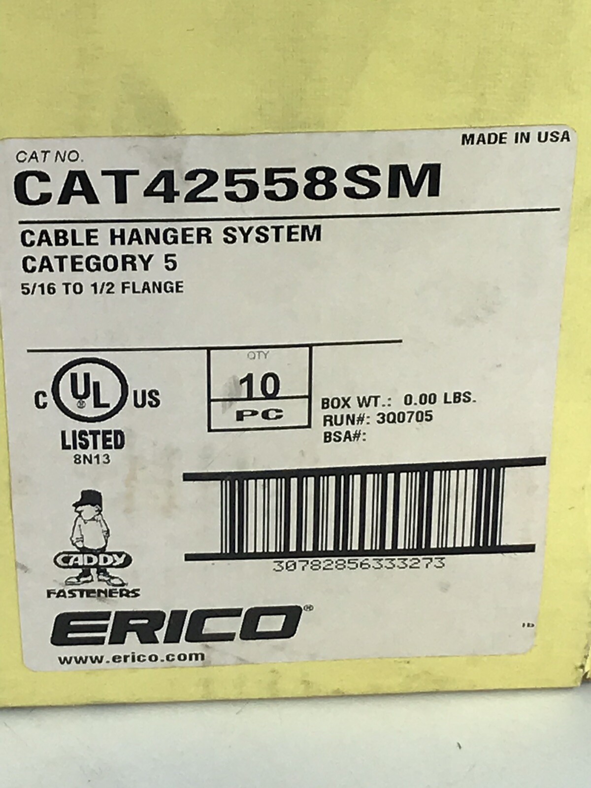 10 Erico Caddy Cat42558Sm 5/16-1/2 Cable Hanger System Category 5