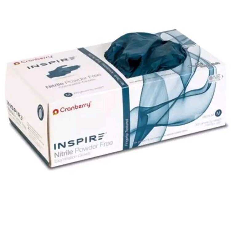 Inspire Nitrile Powder Free Exam Gloves By Cranberry 300 /bx Large / Blue.