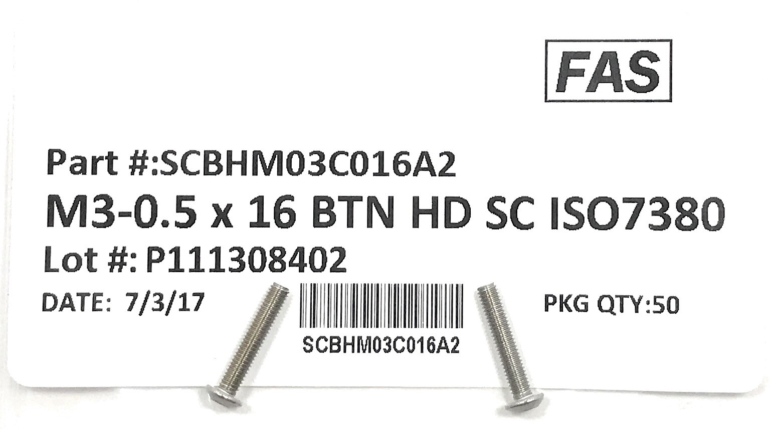 (50) M3 x 0.5 x16 Stainless Steel Button Head Socket Cap Screws ISO7380 M3-.50