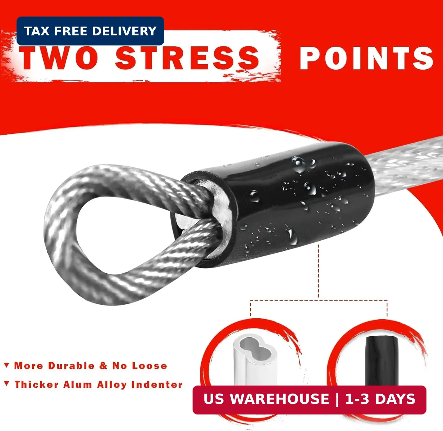 1/8inch Stainless Steel Security Cable 4/6/10/15FT Luggage Lock Safety Wire Flex