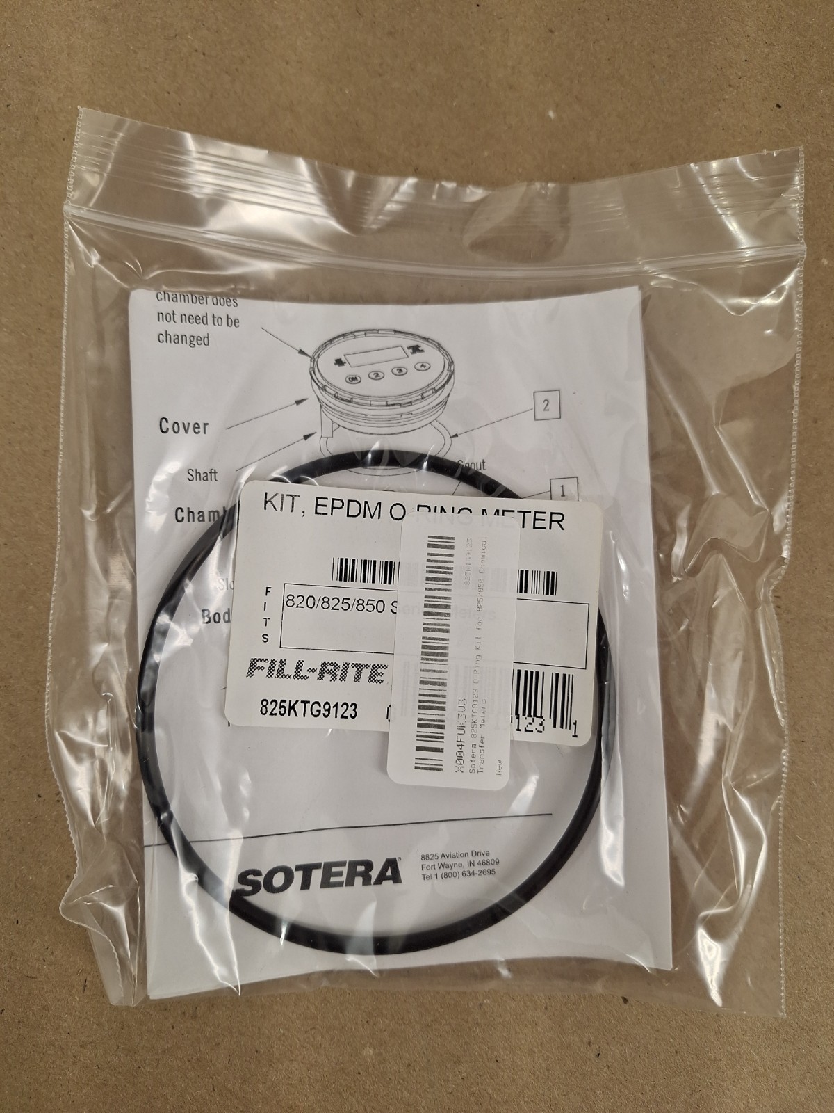 Sotera 825KTG9123 EPDM O-Ring Kit for 820 825 850 Chemical Transfer Meter – New