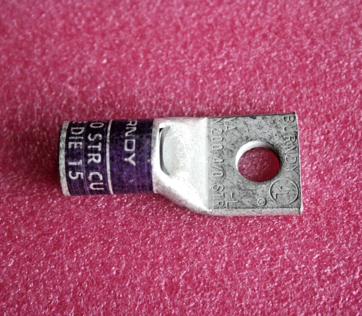 BURNDY YA-L N200 4/0 STR CU, Purple Die 15, 1 Hole Compression Terminal, 20 Pack