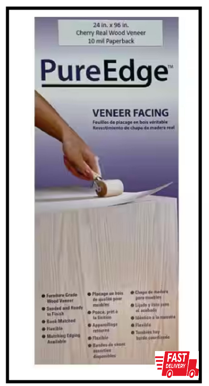 24 In. X 96 In. Cherry Real Wood Veneer with 10 Mil Paperback