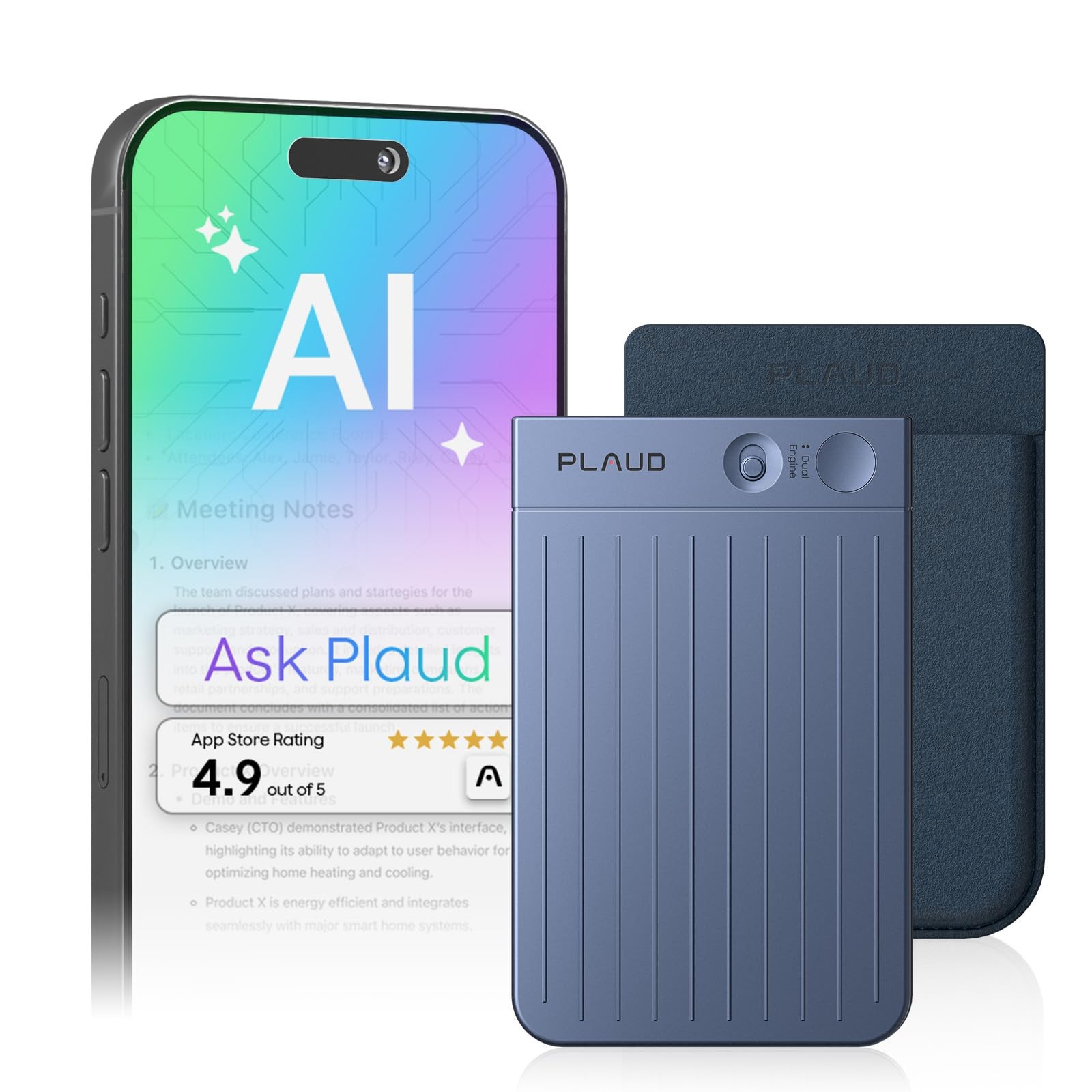 Note AI Voice Recorder, Note Taker w/Case, App Control, Transcribe & Summariz…