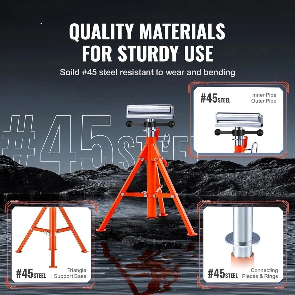 Roller Stand 2500 LBS Load 27.6″-52″ Height Adjustable 45# Steel Foldable
