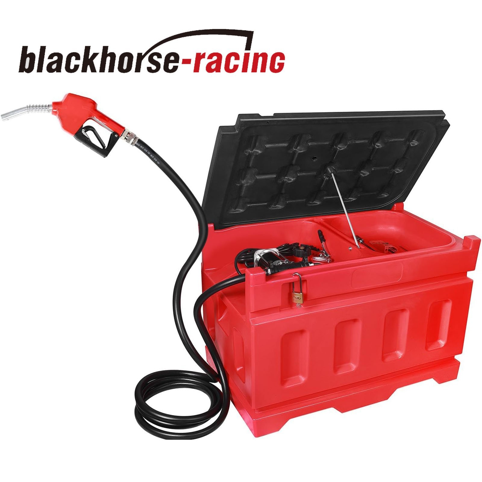 Portable 48 Gallon Gasoline Tank 15 GPM/57 LPM 12V Electric Transfer Pump Red