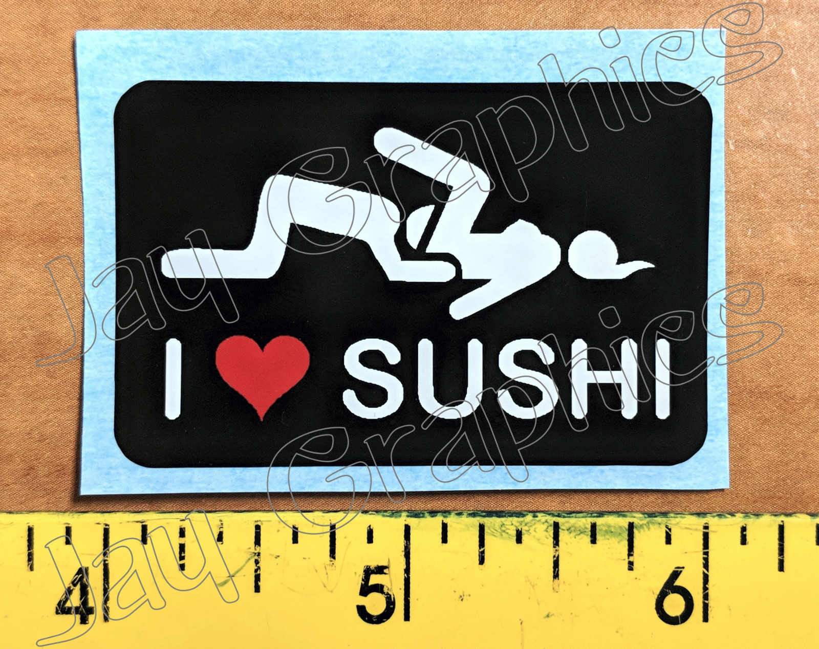 Funny Hard Hat Sticker | I LOVE SUSHI | Motorcycle Dirt Bike Helmet Cool Decal