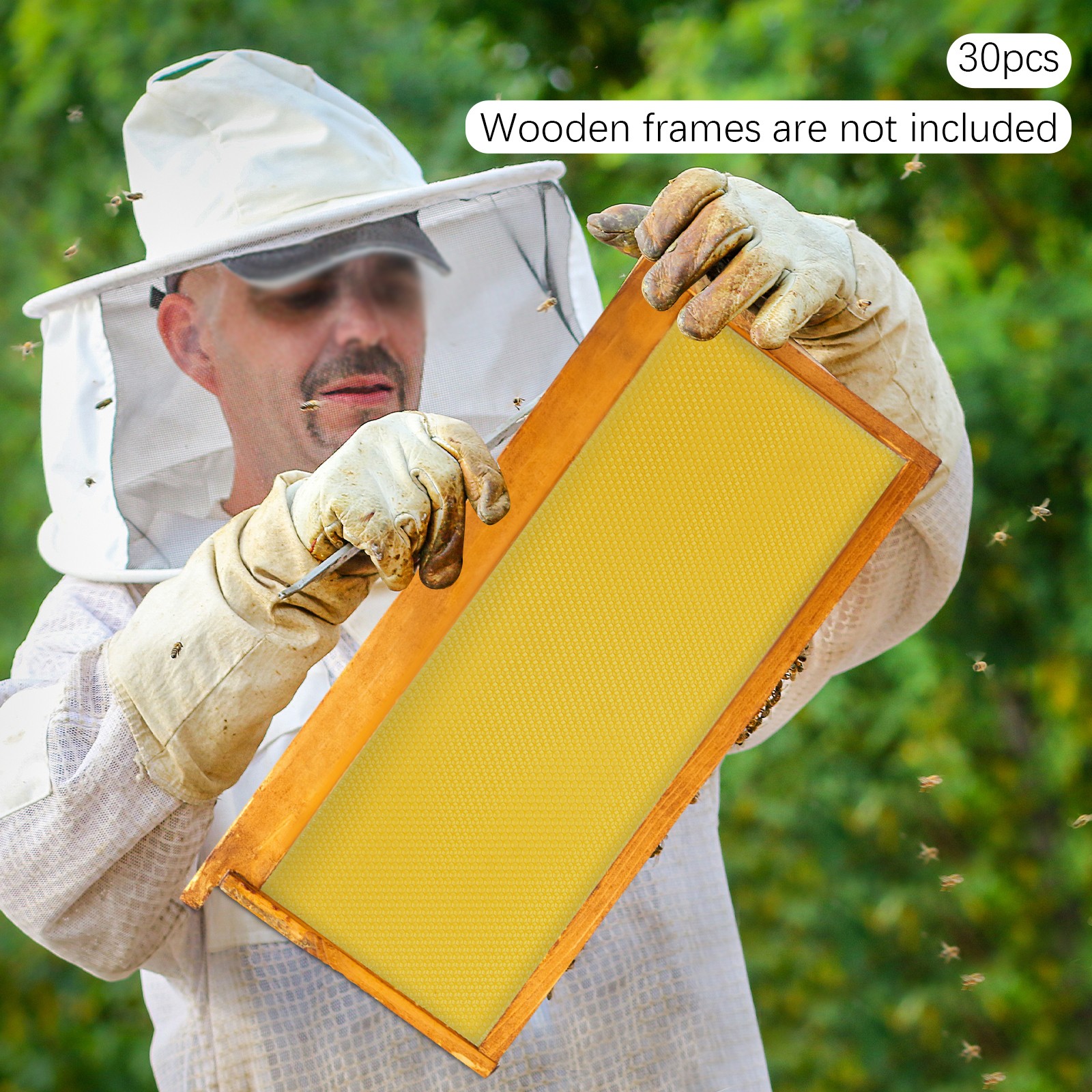 30Pcs 7.7*16.3″ Honeycomb Wax Frames Beekeeping Foundation Honey Bee Hive Tool.