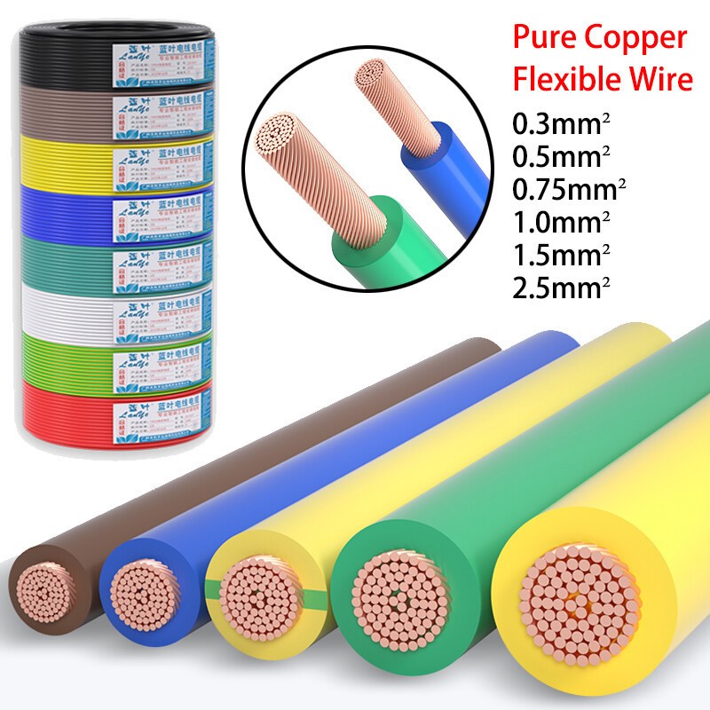 RV Cable PVC Electrical Wire Single Core Pure Copper Flexible Wire 0.3mm²~2.5mm²