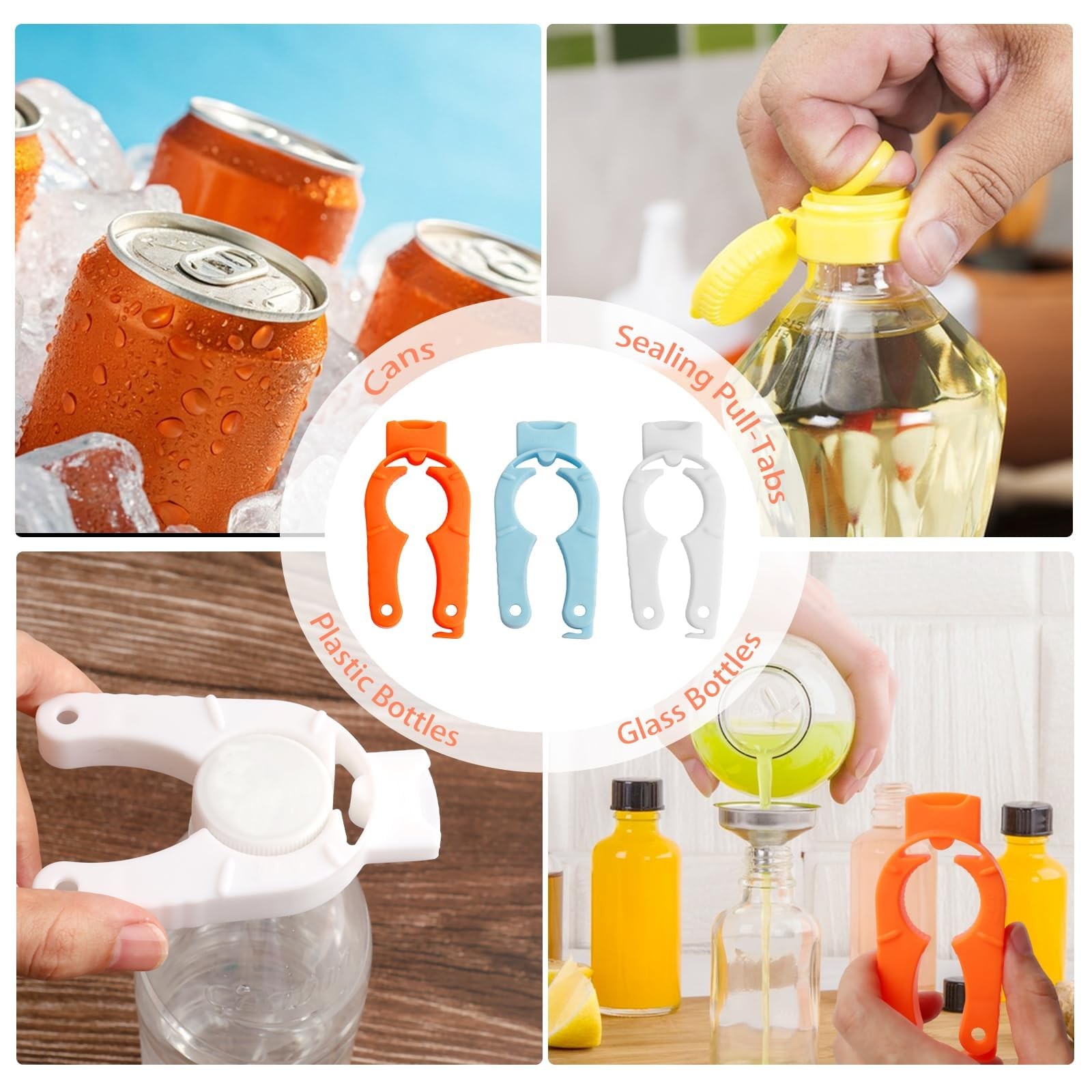Bottle Opener Can Opener Easy Grip Ergonomic Plastic 6 Pack Weak Hands Arthritis