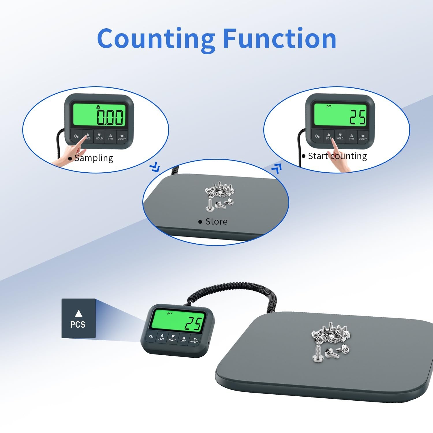 High Precision Digital Shipping Scale 440lb/0.35oz – Tare, Hold, Count Functions