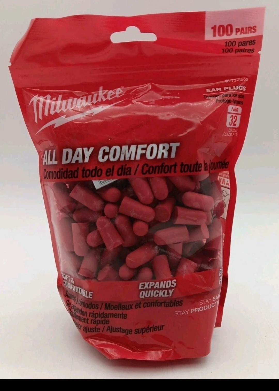 Milwaukee 48-73-3005 Foam Ear Plugs – 100 Pairs – NRR 32 dB – New Sealed