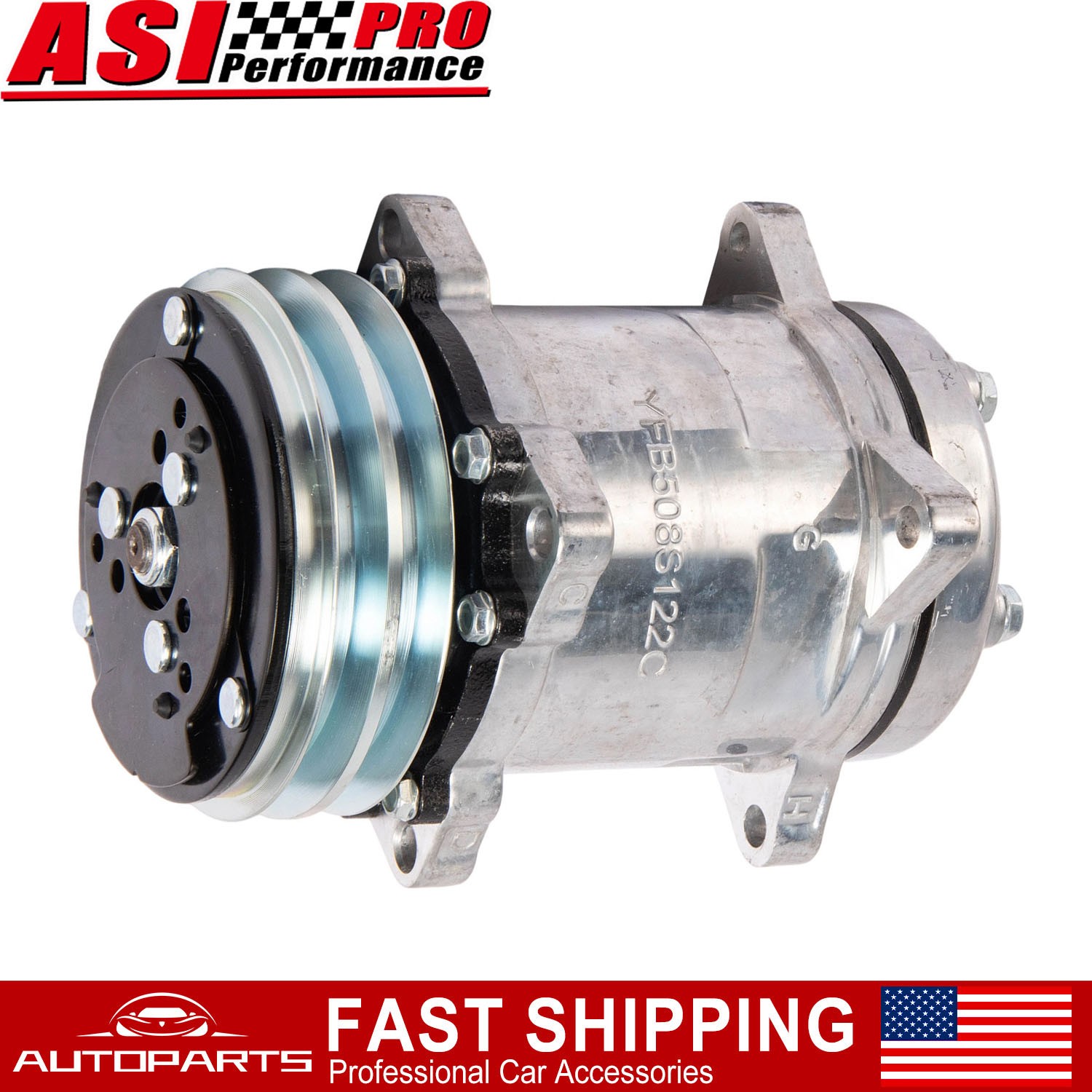 A/C Compressor Sanden 508 Style for Chevy Ford GM Hot Rod with V-Belt Pulley/