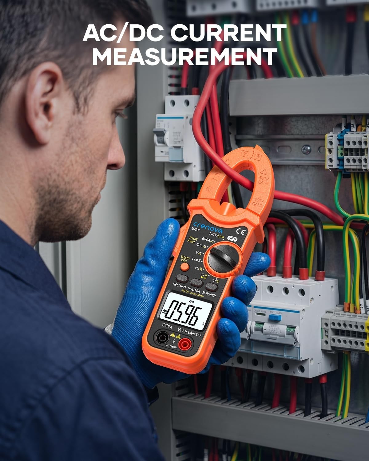 Crenova Clamp Meter Multimeter 6000 Counts TRMS Electrical Tester for AC/DC Curr