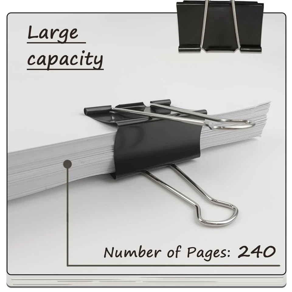 8 Pcs 3 Inch Jumbo Binder Clips Heavy Duty Large Paper Clamps for Office