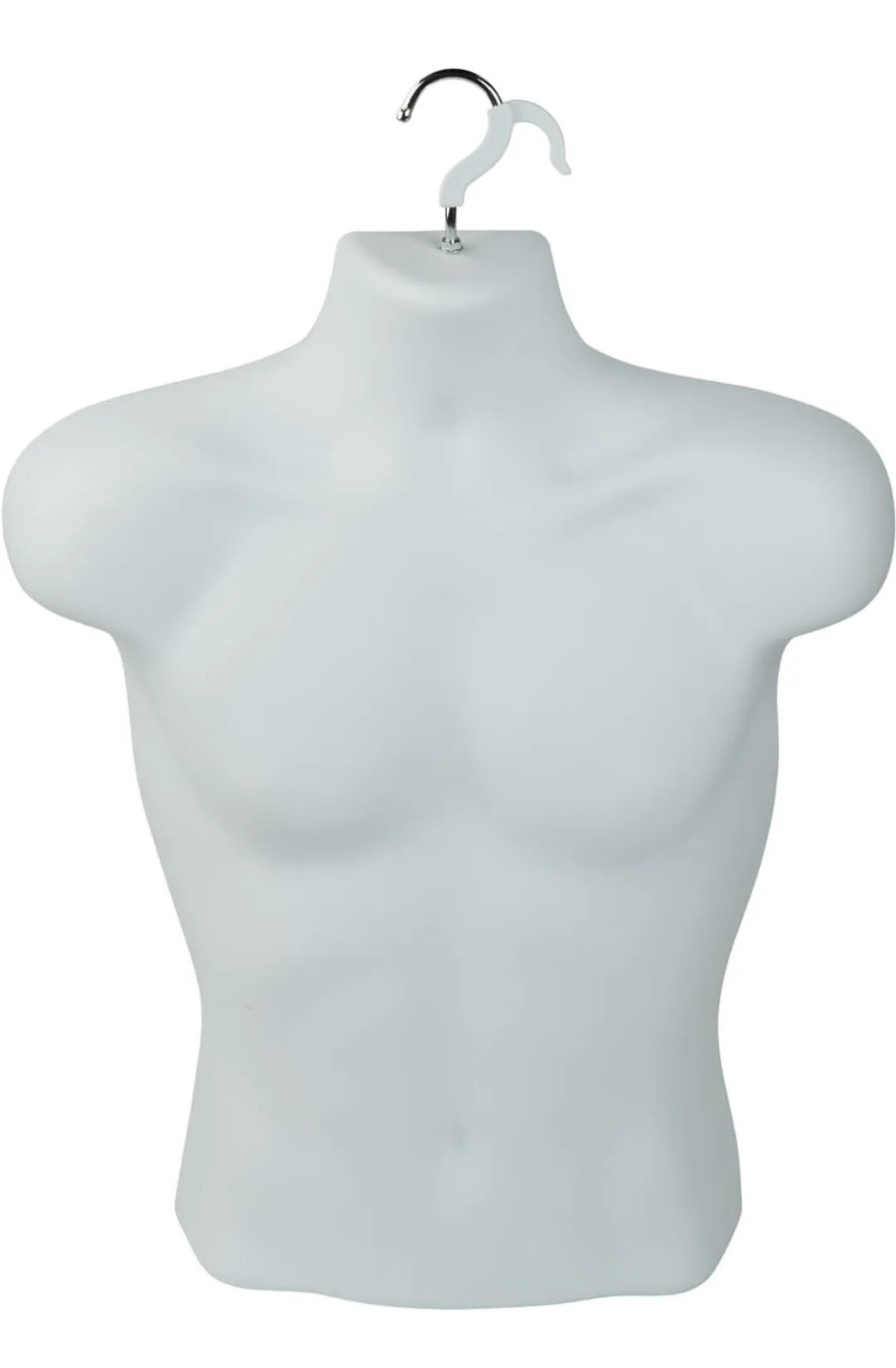 Set Of 10-Molded Man’s Shirt Torso Form Fits S – L Hanging Male Mannequin White