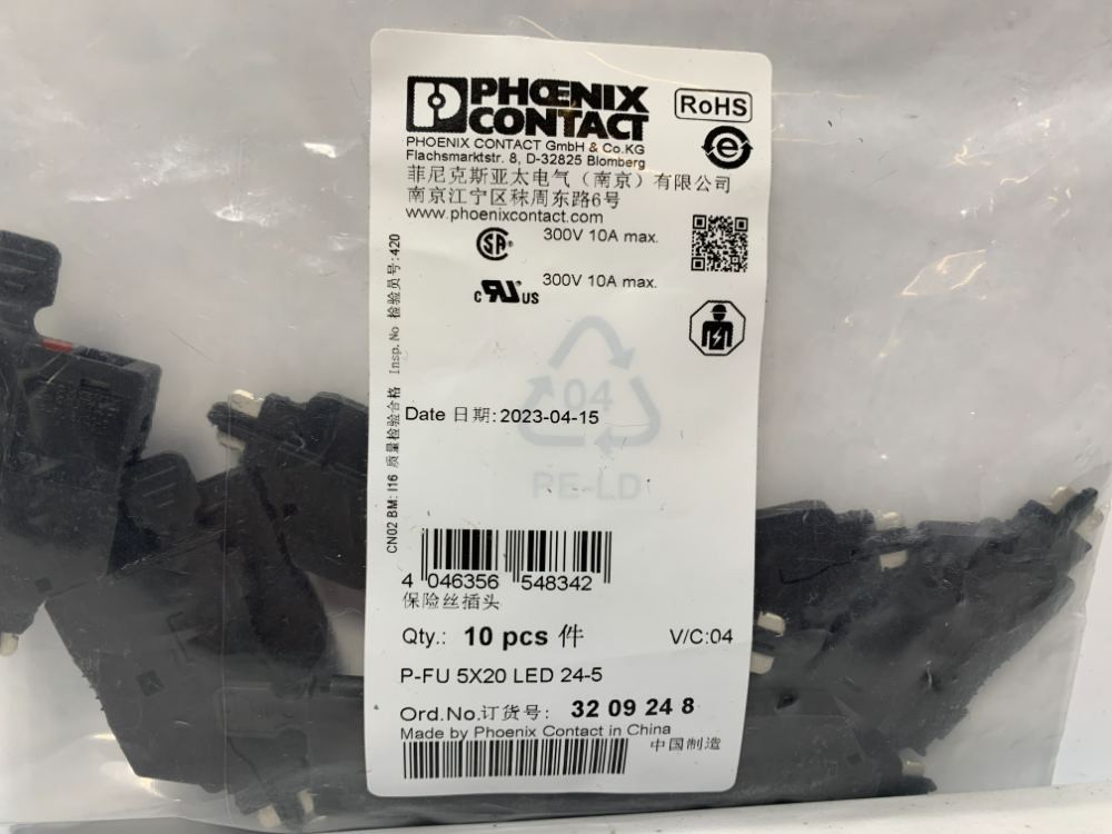 Phoenix Contact 3209248 Fuse Plug 6.3A 250V Plug-In Mount