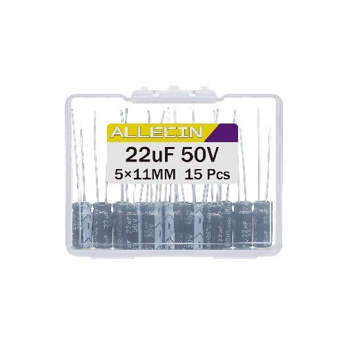 22uF 50V 5x11mm Aluminum Electrolytic Capacitor 22 MFD 50 Volt 0.2×0.43in Pack