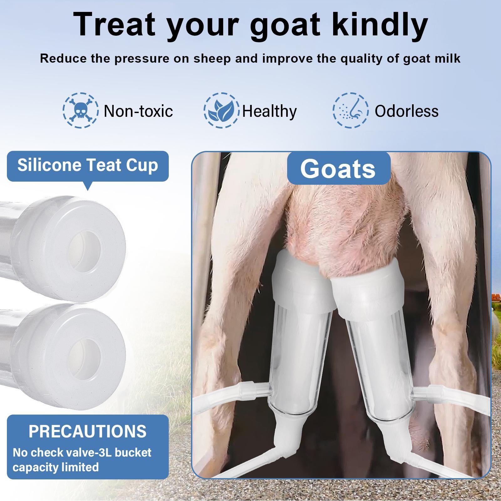 Goat Milking Machine Goat Milker 3L 304 Stainless Steel Bucket Portable US