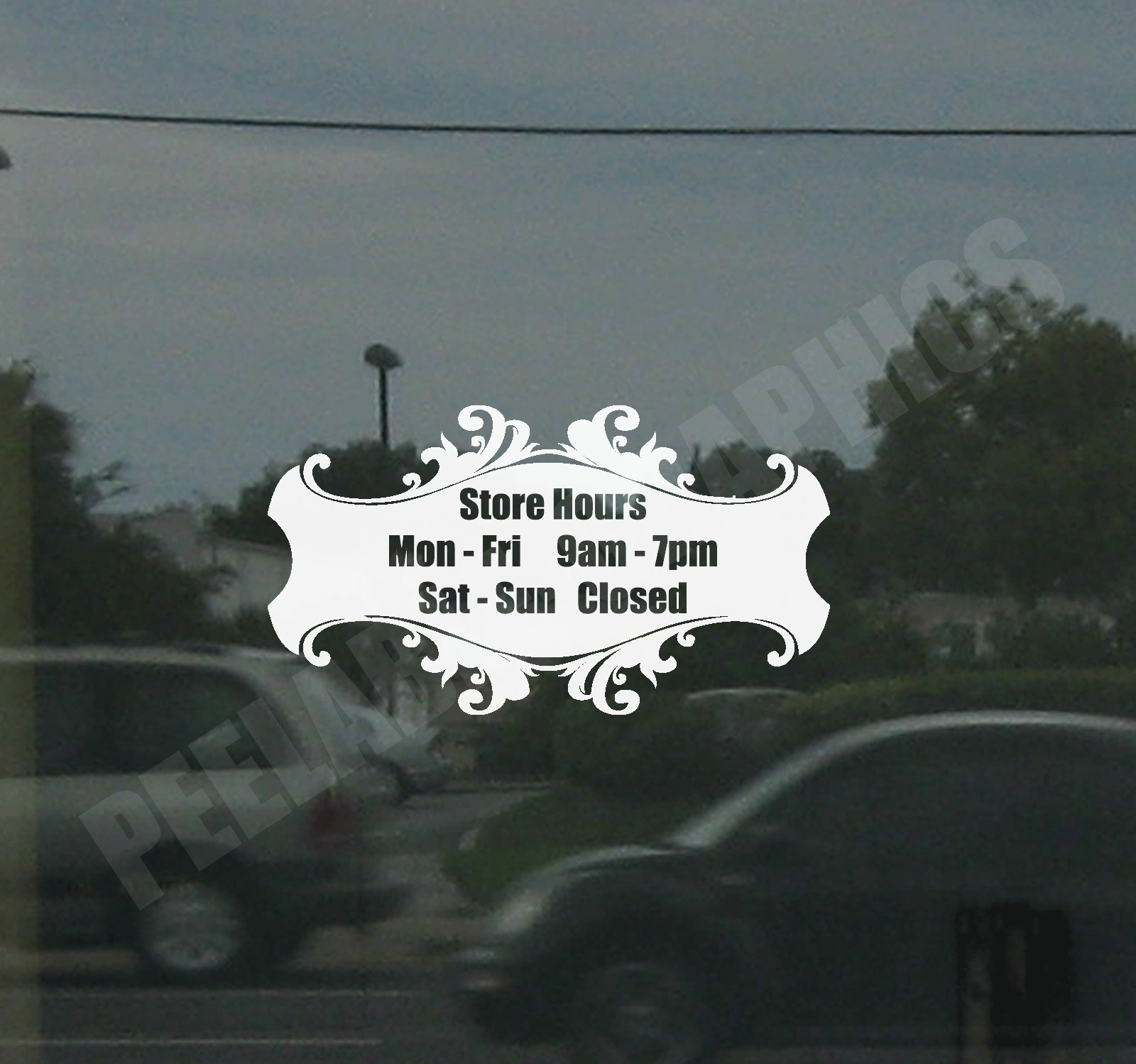 Business Custom Window Door Glass Store Hours Vinyl Decal Sign Sticker Style #4