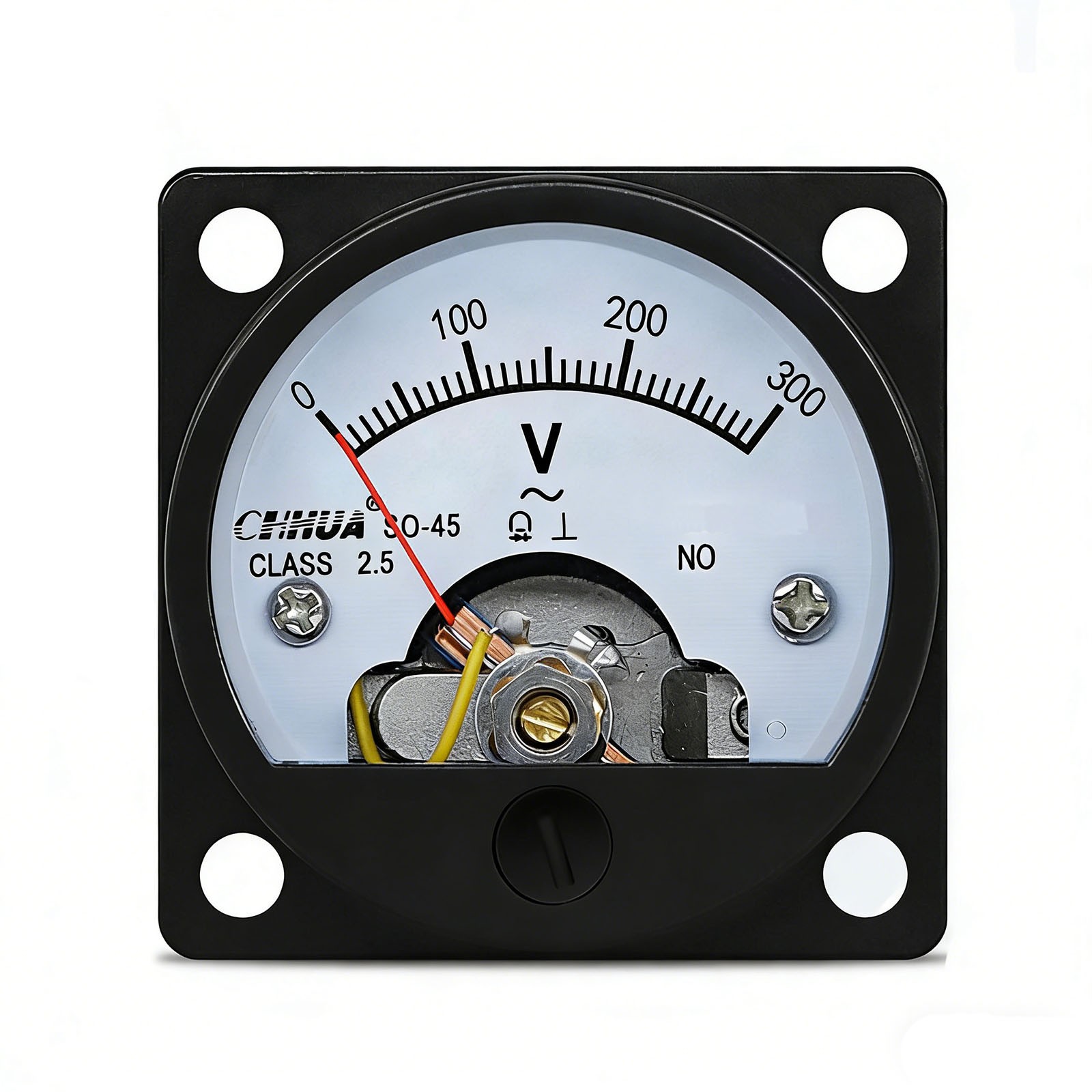 AC 0-300V Round Analog Panel Meter Voltmeter Gauge SO-45 Black Class 2.5