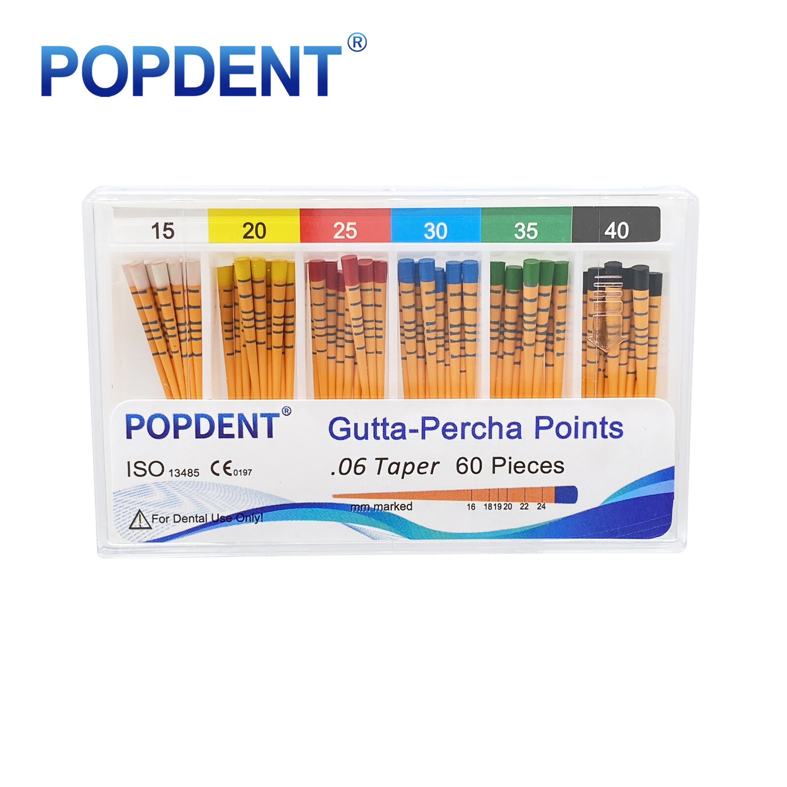 POPDENT Dental Endo Gutta Percha Points Root Canal Taper 0.02/0.04/0.06 #15-#40