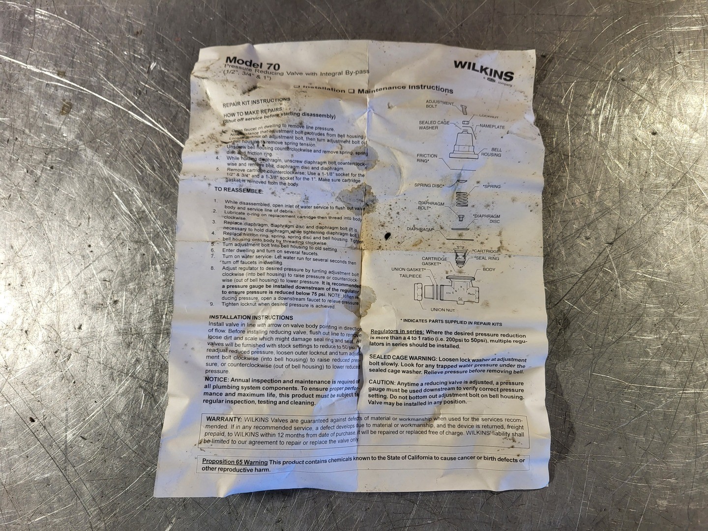 SURPLUS NEW WILKINS Model 70 1″ Pressure Regulating Valve