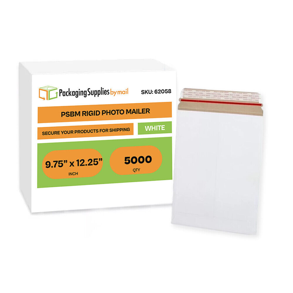 5000 Pcs 9.75×12.25 White Rigid Photo Document Mailers Shipping Envelopes 28 pt.