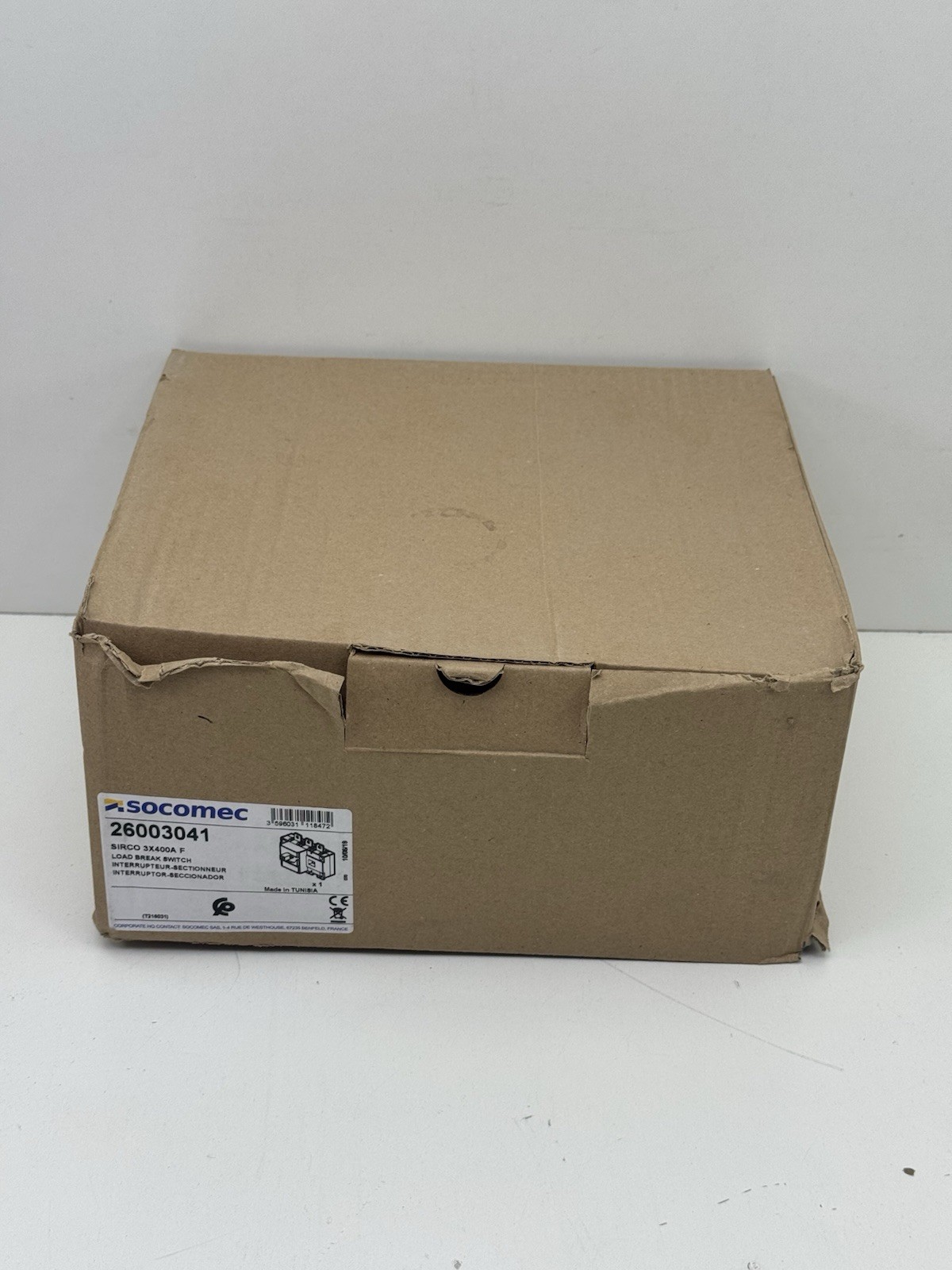 SOCOMEC 26003041 SIRCO 3X400A F LOAD BREAK SWITCH DISCONNECTOR 2600 3041