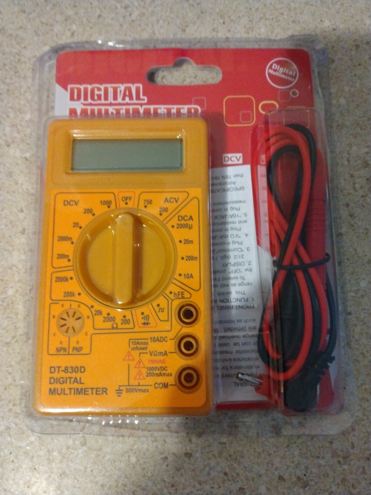 DT-830D Portable Digital Multimeter with LCD Screen 9V Battery INCLUDED!!!!