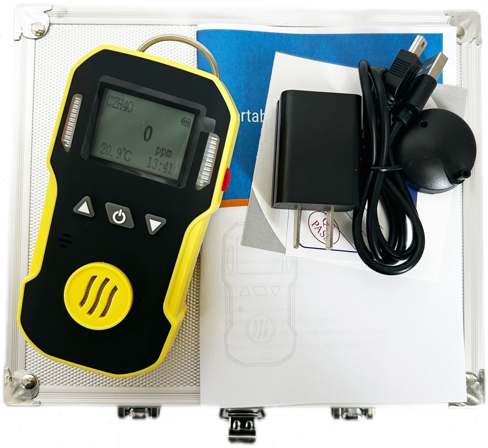 Portable C2H4O Gas Detector with Low Battery Indication Triple Alarm 0-100ppm