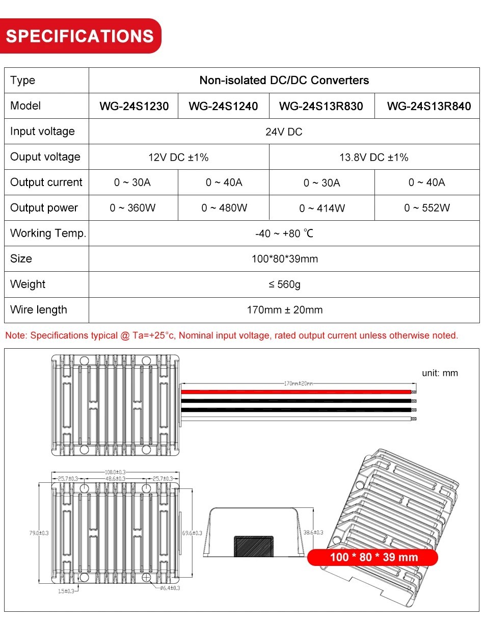 DC DC Converter 24V 36V 48V 60V 72V To 12V/13.8V Step Down Voltage Reducer