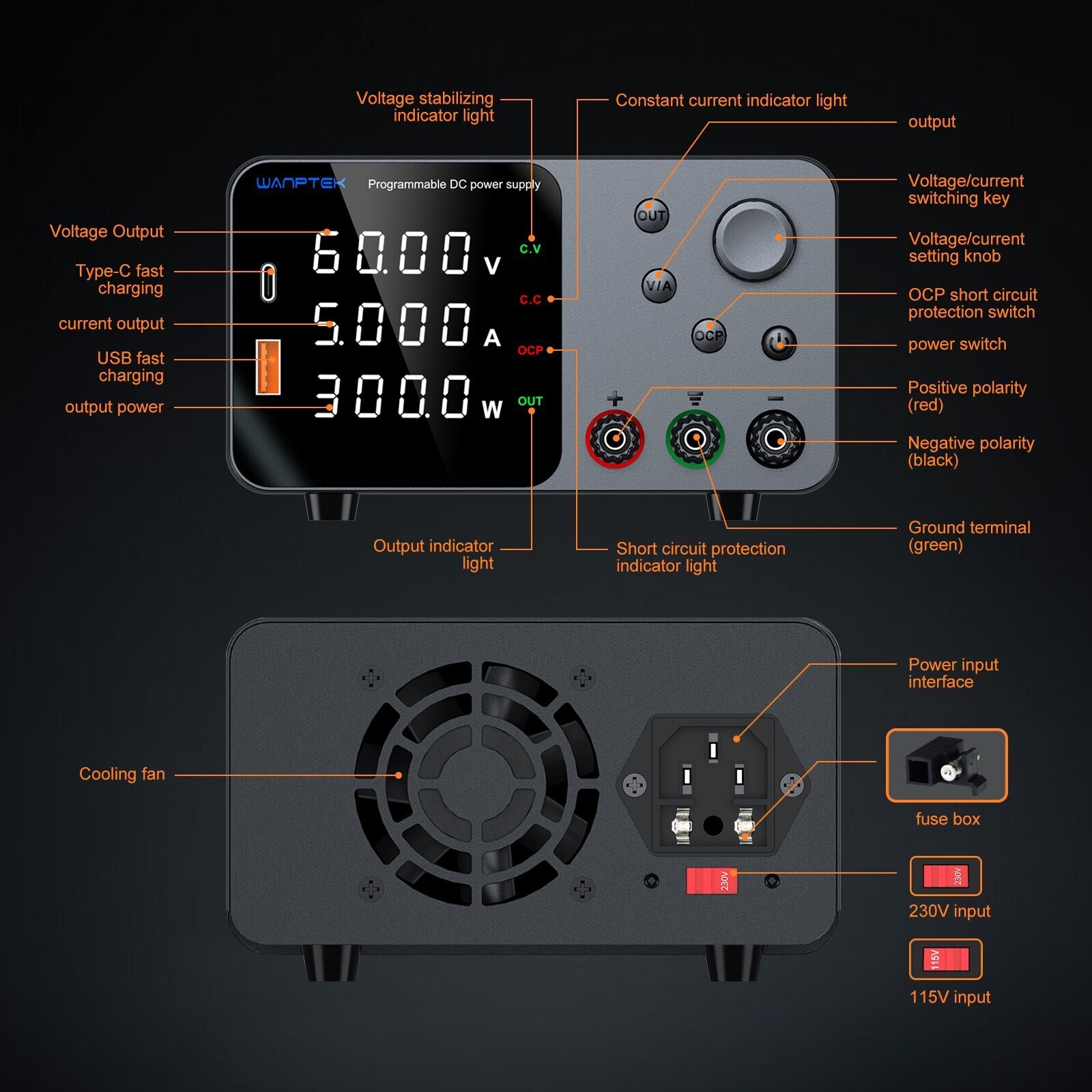 DC Adjustable 0-30V 0-5A 10A Lab Power Supply Precision Variable Bench Switching