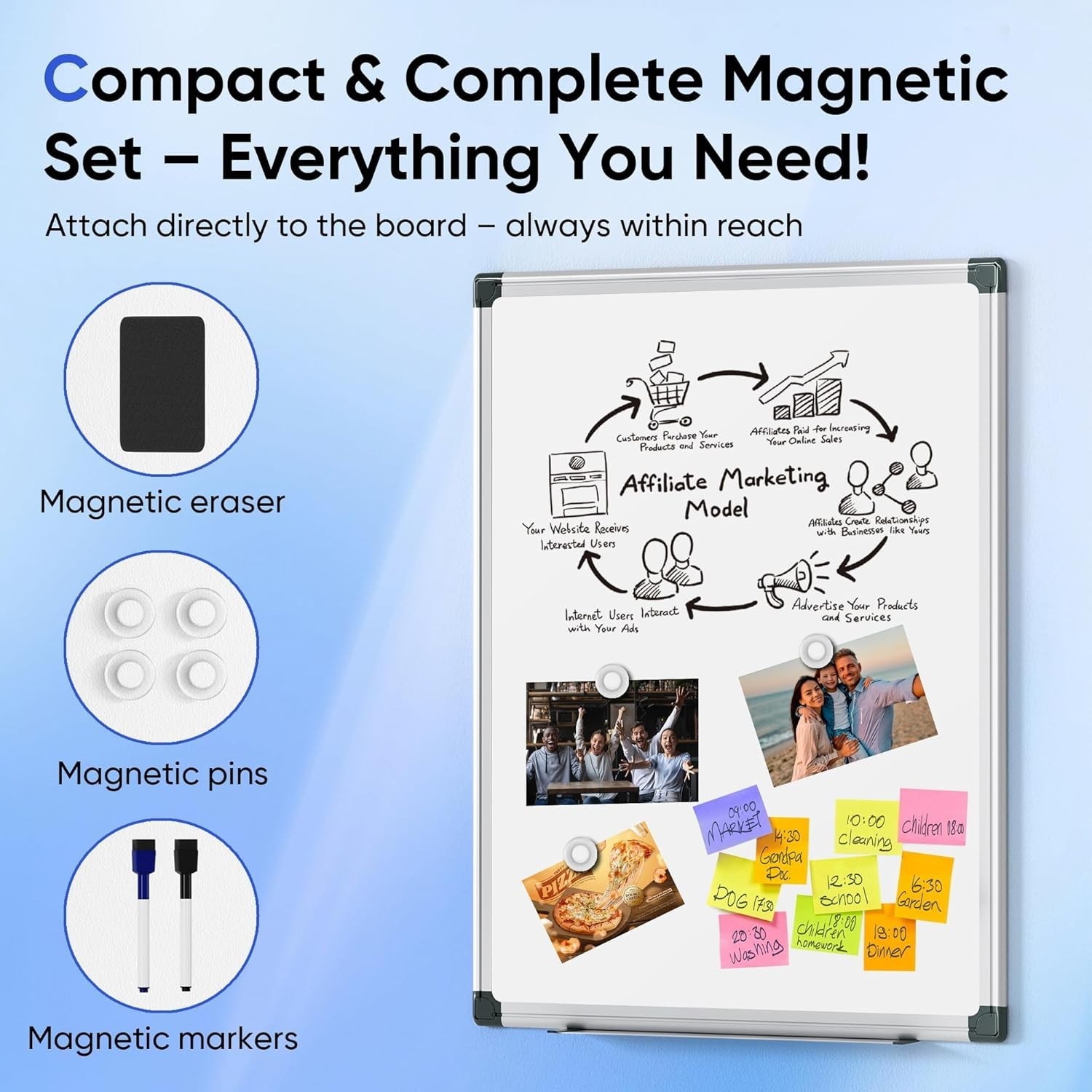 24″ x 18″ Magnetic Whiteboard for Wall Dry Erase Board with Silver Frame Hanging