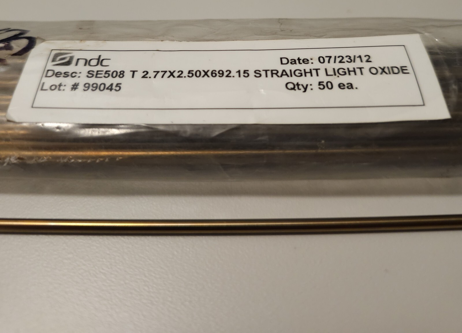 (1) NDC NITINOL SE508 TUBING 2.77X2.50X692.15 *OPEN BOX*