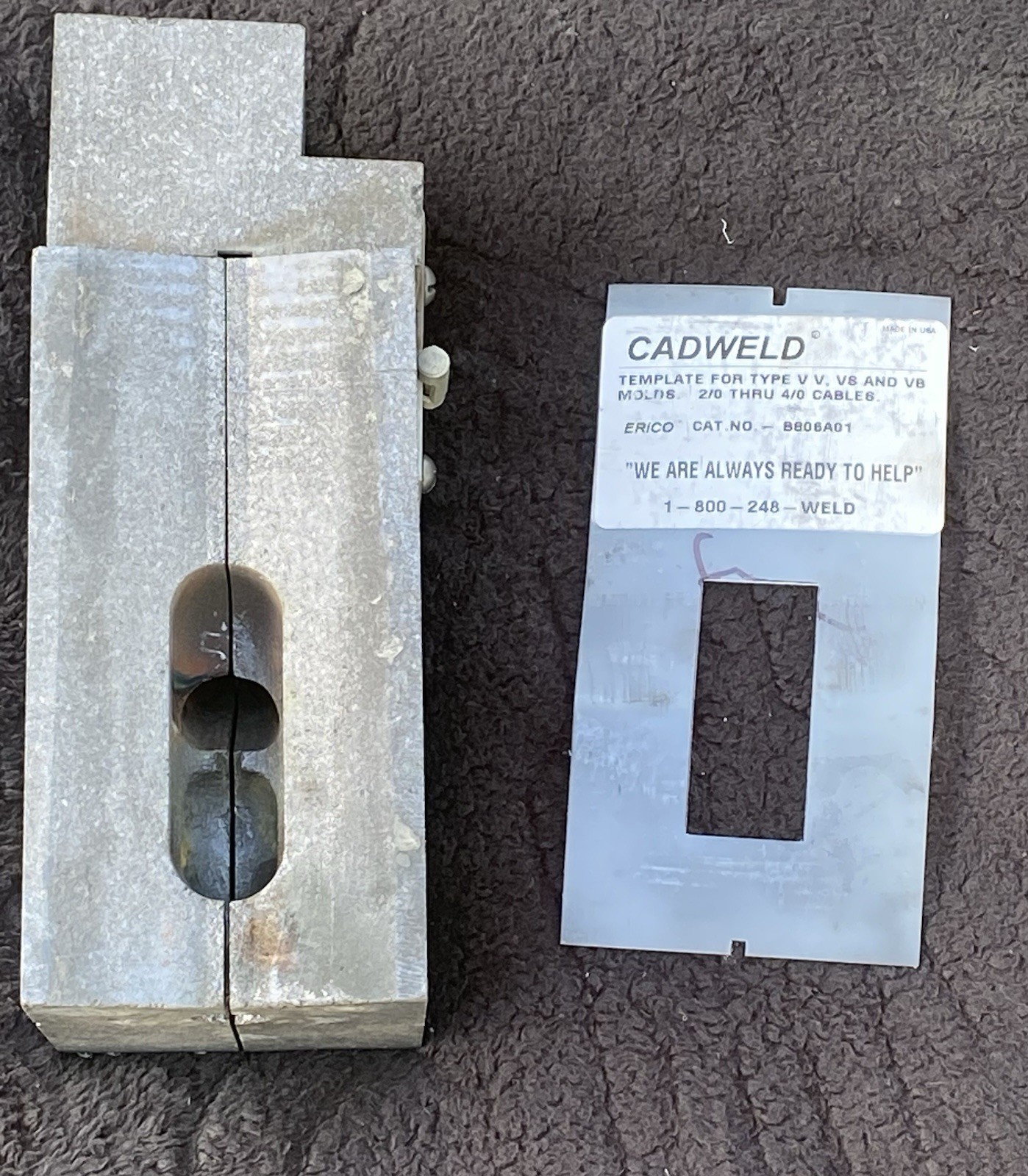 Erico Cadweld VBC2QV3C Graphite Weld Mold B806A01 Exothermic Grounding Mold OEM