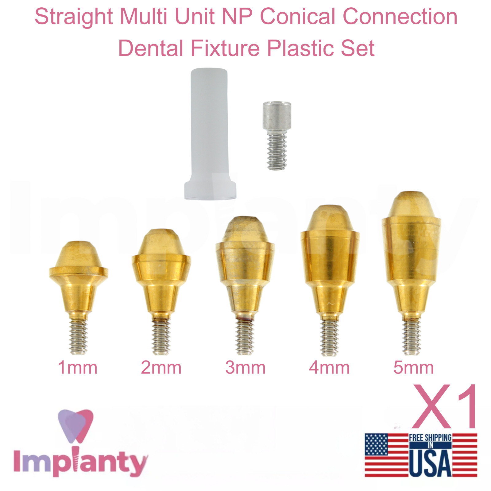 1x Dental Straight Multi Unit NP Conical Connection 2.25mm Plastic Sleeve Set