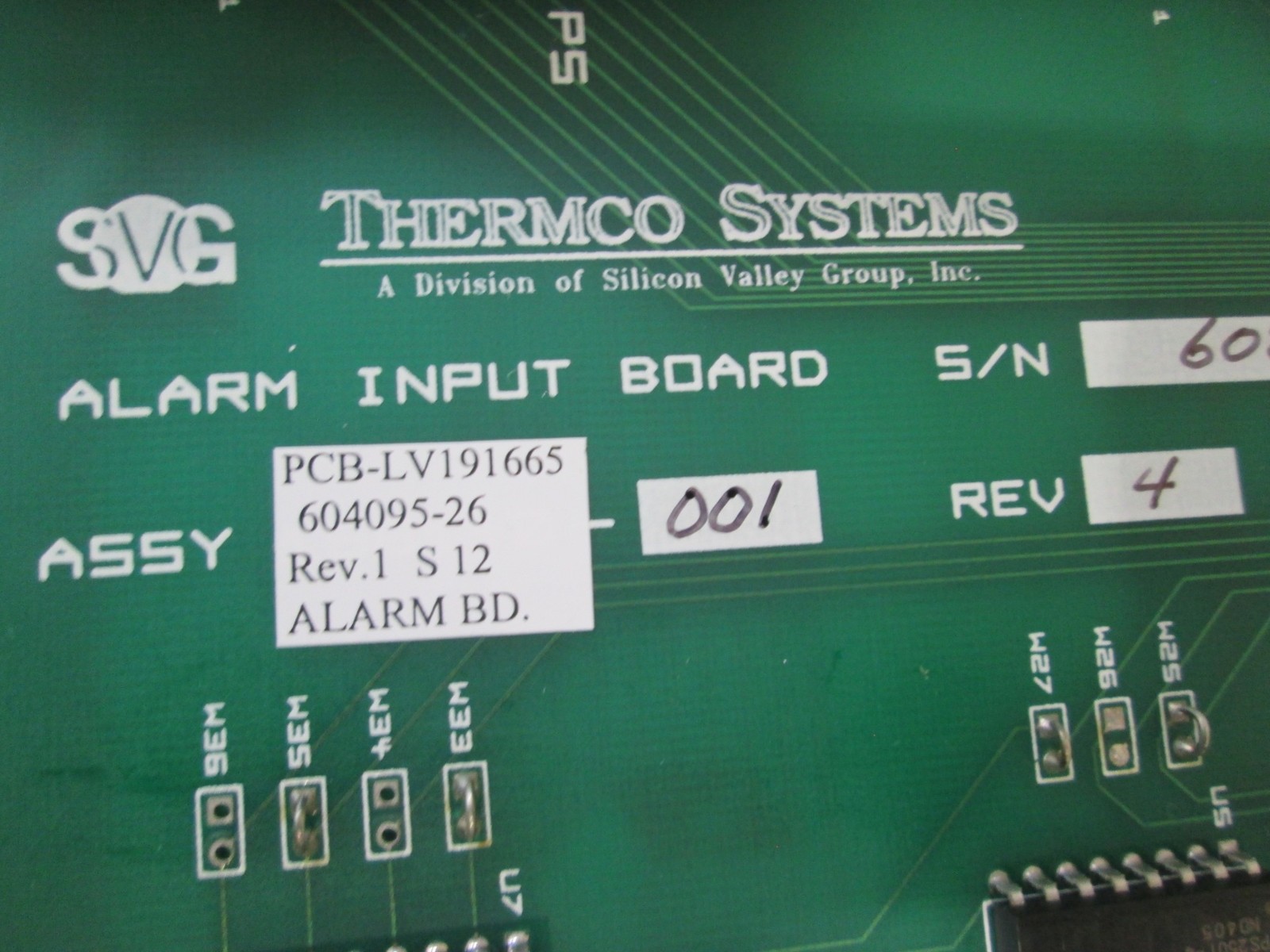 SVG Thermco, 604095-26, Alarm Input PCB Assy, New