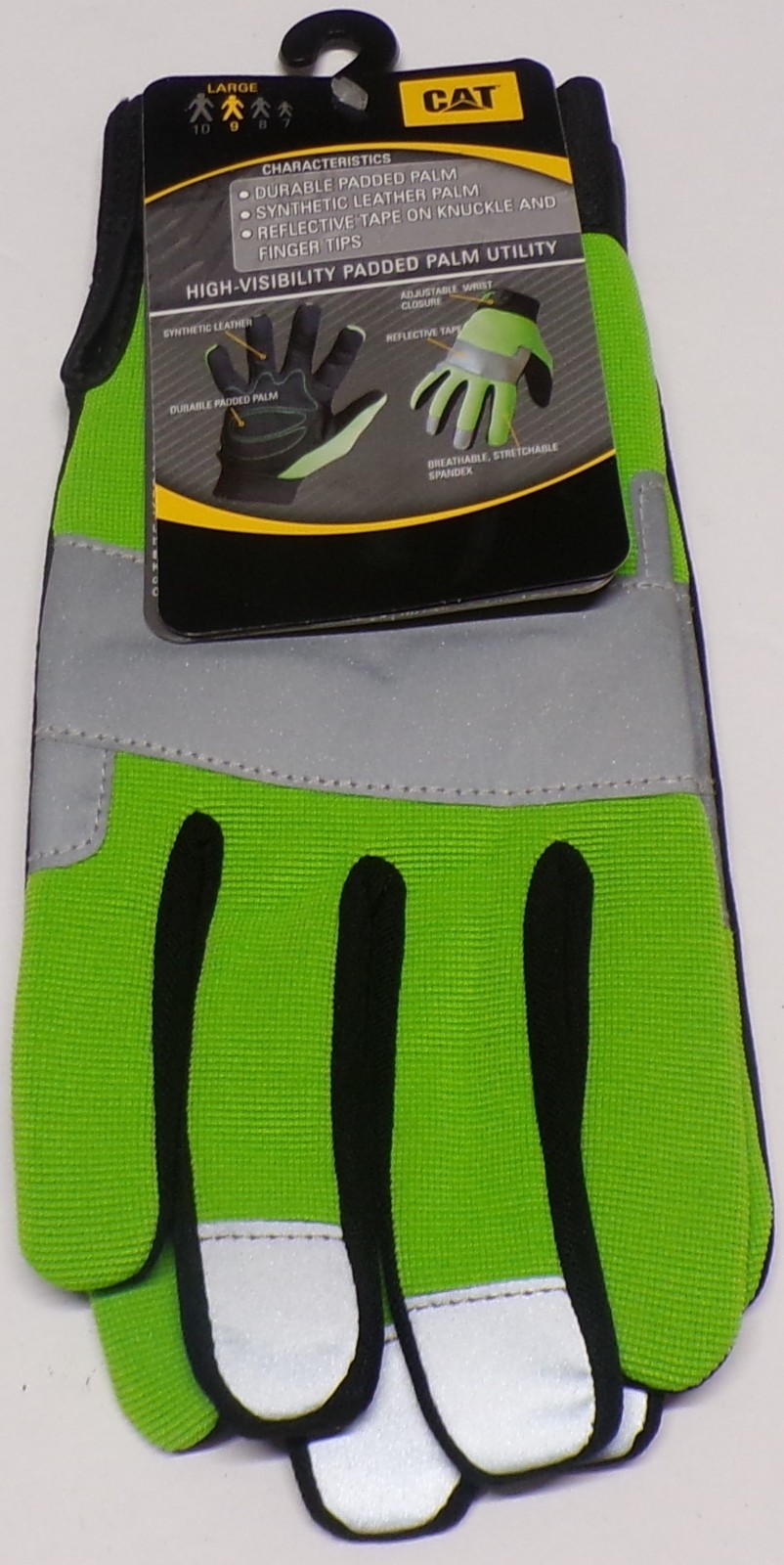 CAT High-Visibility Padded Palm Utility Gloves Synthetic Leather Size L/9