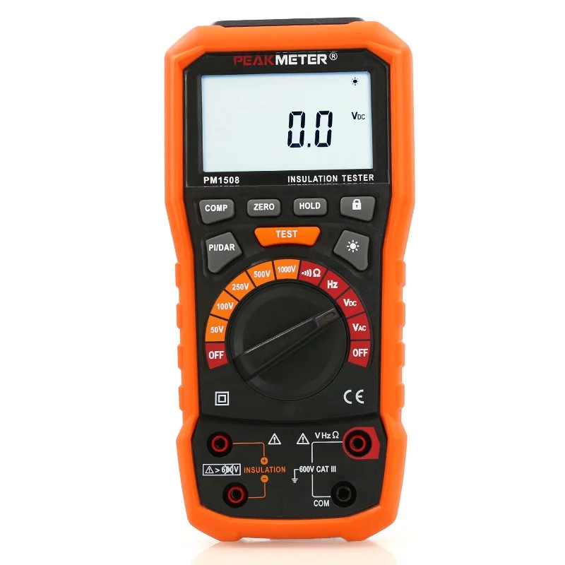 Handheld Insulation Resistance Tester 1000V 100GΩ Multimeter Voltmeter PI DAR