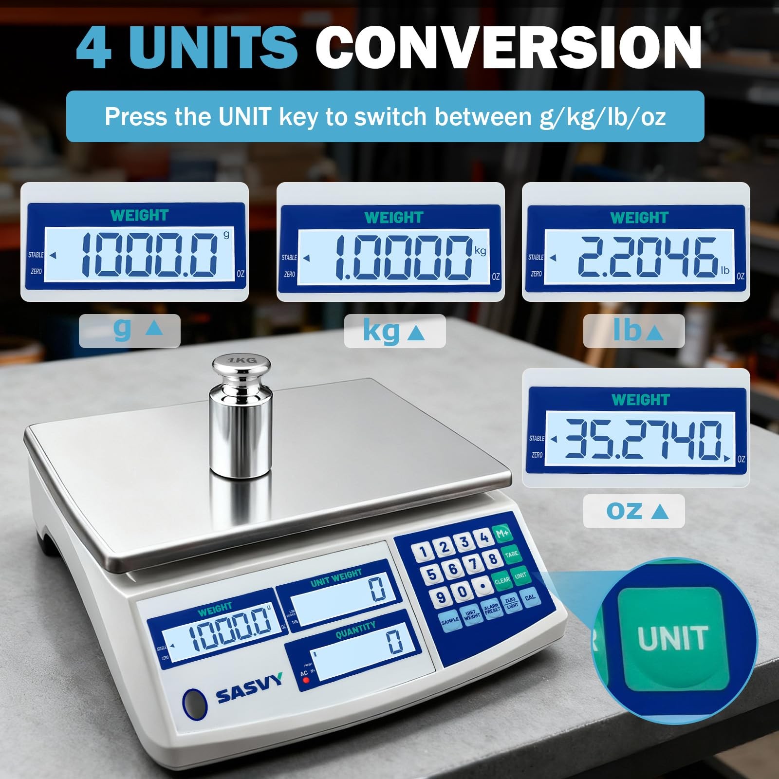 Counting Scale (66lb/30kg, 0.1g) lb/oz/kg/g Industrial Digital Inventory Scal…