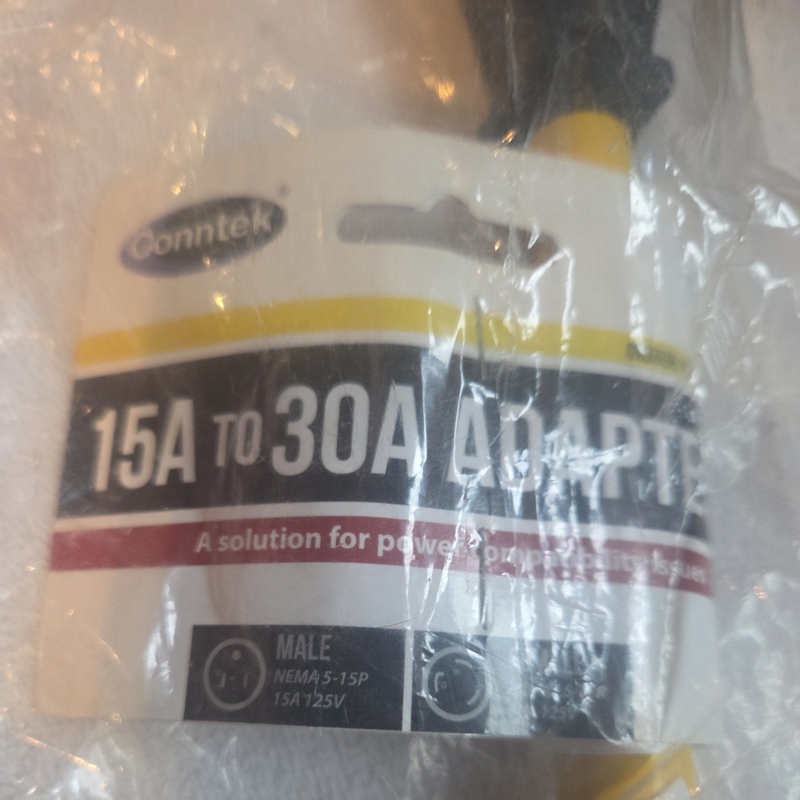 Conntek P515L530 1-Feet Generator Adapter 125 V Male-to-Female Connector Yellow