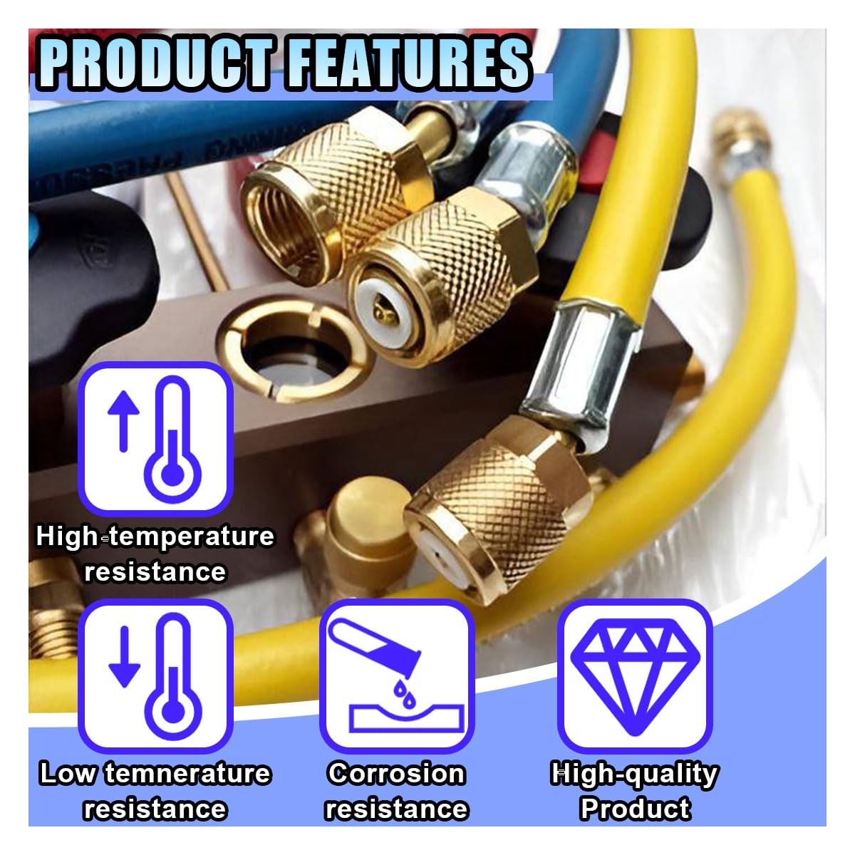 R410A Straight Angled Adapter 5/16 Female To 1/4 Male HVAC Fitting Coupler