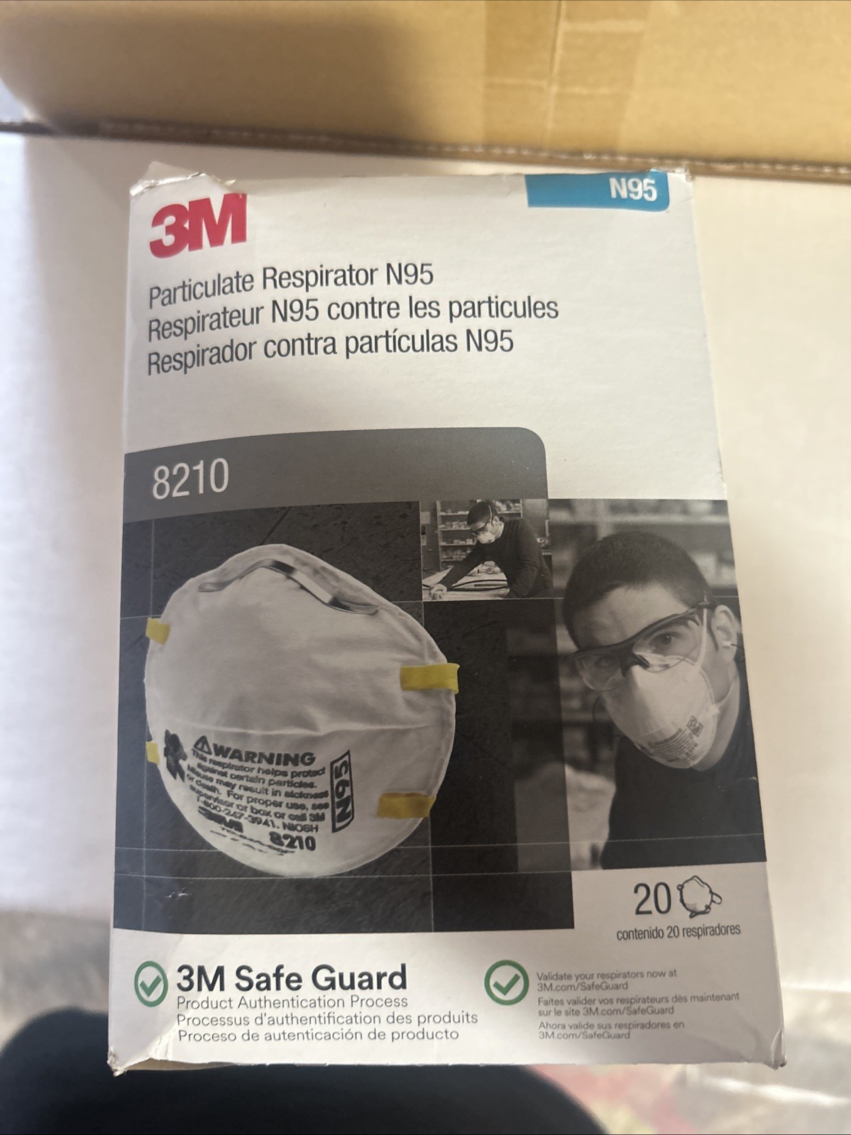 3M 8210 N95 Particulate Respirator, 20 Per Box