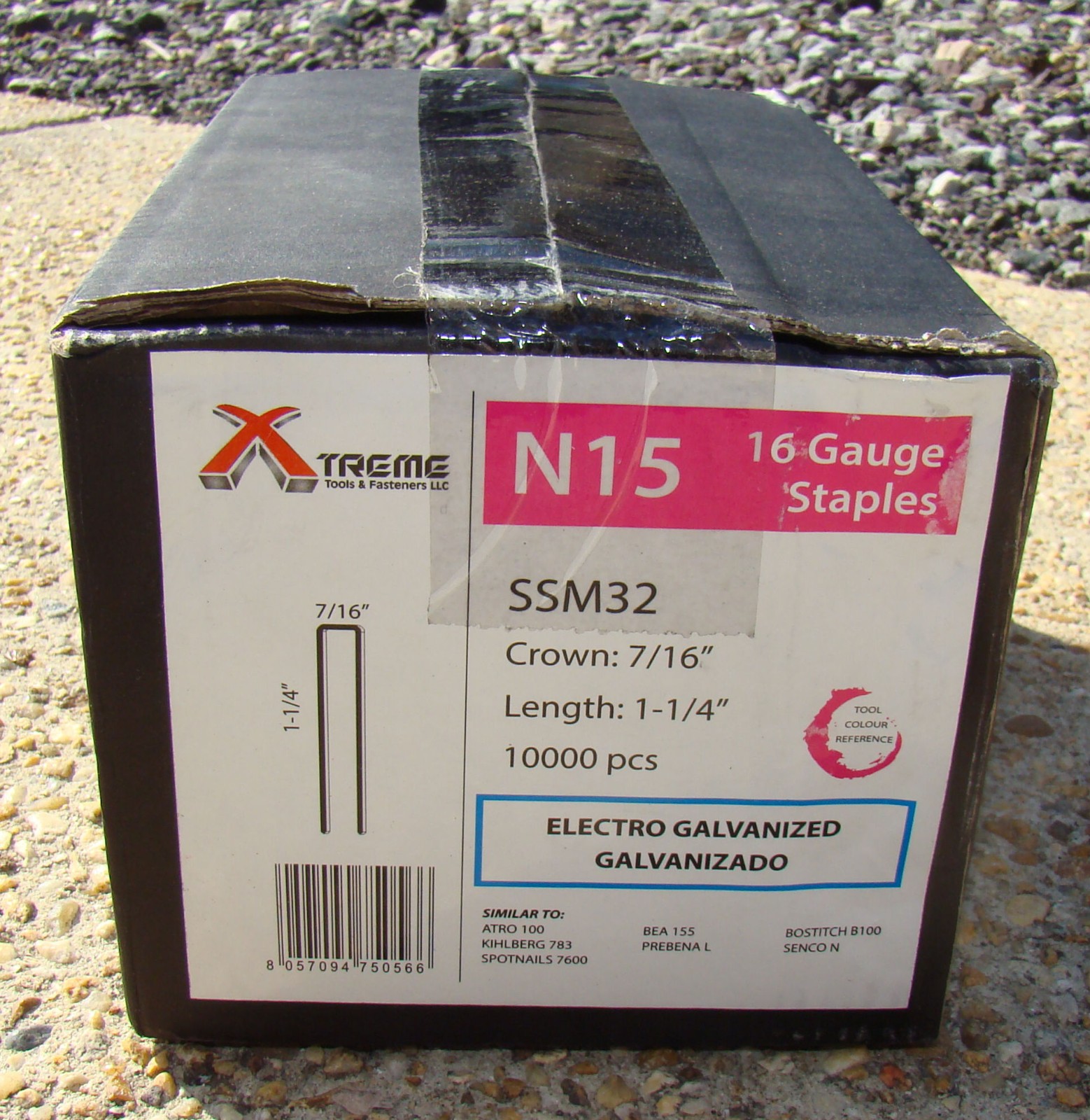 Xtreme N15 16GA Staples, SSM32, 7/16″ Crown 1 1/4″ Leg, 10,000 pcs, Galvanized